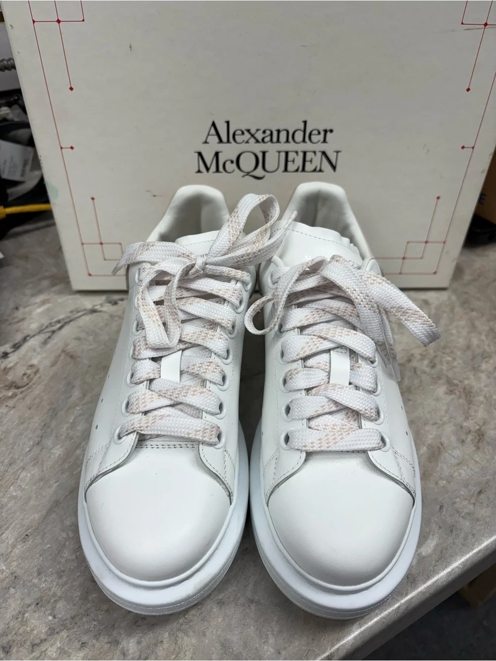 Alexander McQUEEN White Leather Sneakers with mauve